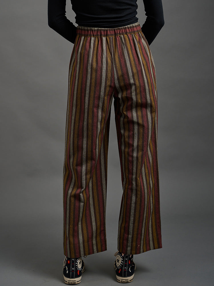 Emmy Drawstring Pant - Chocolate Stripe