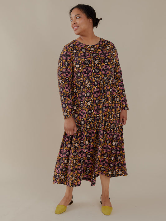 Mirah Tiered Plus Size Dress - Mauve Tile